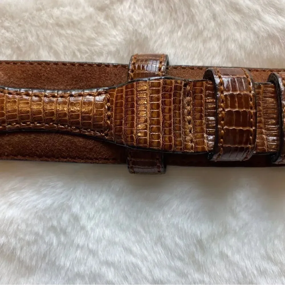 Rochester Big and Tall Brown Genuine Lizard and Suede Leather Belt